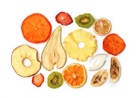 Collection of dried fruits isolated on white backgrounds.